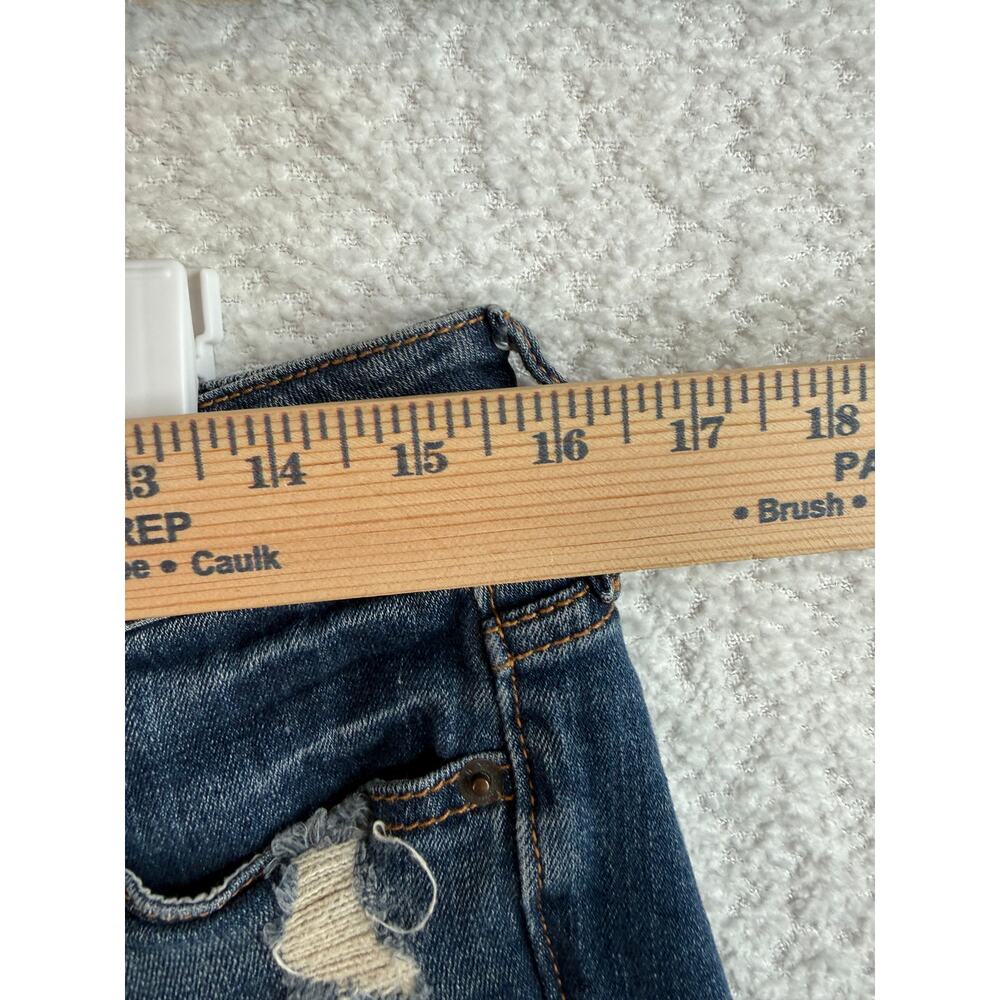Bullhead black y2k distressed womens sz 9 denim short shorts dark wash low rise - Picture 3 of 7